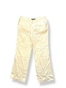 Nuevo $225 Ralph Lauren 100% Lino Pierna Recta/Ancha Pantalones Crema 5 Bolsillos Talla 10 - Imagen 1 de 8
