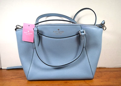 NWT Kate Spade Pebble Leather Satchel Crossbody Bag Dusty Blue New York - Image 1 of 4