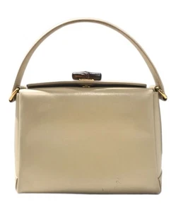 Gucci Bamboo Handle Vintage Handbag Leather Tote Bag Authenticated Auth - Picture 1 of 10