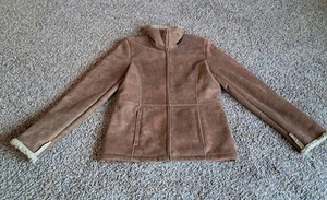 BRAETAN Full Zip Women's Size SMALL Polyester Suede Sherpa Lined Brown Jacket - Picture 1 of 9