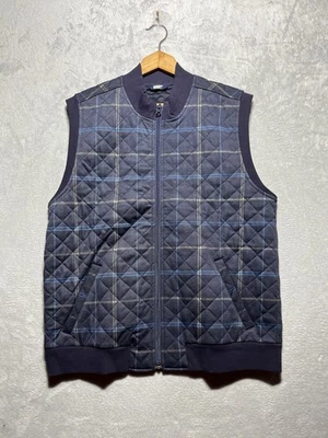NEW Lands' End Men's Size Medium Navy Blue Plaid Quilted Zip Vest - Image 1 of 4
