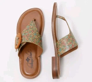 Sandalias planas Patricia Nash de cuero para mujer Fulvia florales bohemias con hebilla talla 7 - Imagen 1 de 7