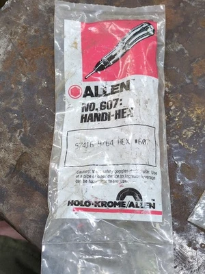 Genuine ALLEN Tools No. 607 Handi-Hex Allen Wrench 57414 1/8 Hex Holo-Krome - Image 1 of 4