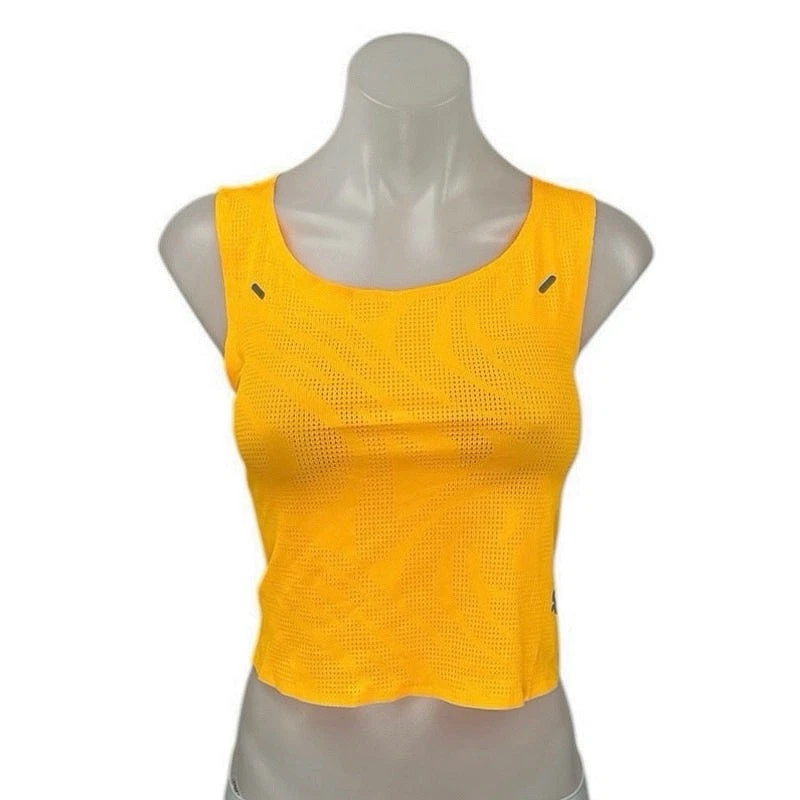 Camiseta sin mangas corta Puma para mujer de malla amarilla sin mangas espalda deportiva fitness L Foto 1 de 4