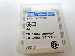 Fusibles de acción rápida Ferraz Shawmut GGC3 3A 250 V Cantidad: 5 - Imagen 1 de 4