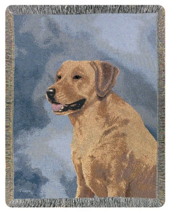 Manta tapiz Golden Labrador Retriever 46" x 60" algodón hecha en EE. UU. Foto 1 de 1