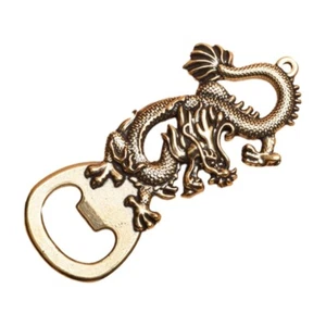 Chinese Dragon Shaped Bottle Opener Brass Carving Keychain Keyring - Picture 1 of 8