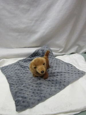 Soft Gray Unbranded Security Blanket Lovey Stuffed Brown Dog Baby Infant Crib  - Image 1 of 3