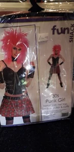 Ladies Punk Rocker 80s Fancy Dress Costume Tartan Look Size XSm - Picture 1 of 1