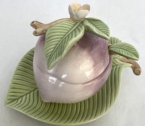 Fitz & Floyd 4 Stück Apfel Gelee Schale mit Deckel, Löffel & Unterteller 1982 W501 - Bild 1 von 11