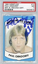 1982 WRESTLING ALL STARS SERIES B #12 PAUL ORNDORFF PSA 7 DNA AUTH AUTO SIGNED