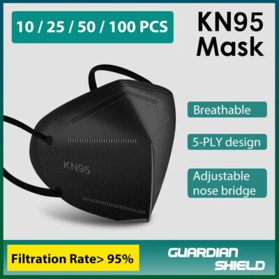 10-100 KN95 N95 Mask Disposable Particulate Respirator Face Masks 5 Layers - image 1 of 4