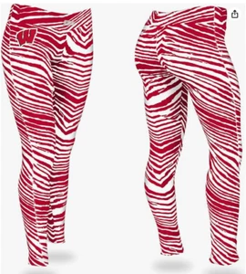 Zubaz Wisconsin Badgers Women's Size XS Zebra Print Leggings Pants C1 6399 - Picture 1 of 1
