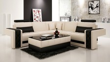 Ledersofa mit USB Wohnlandschaft Ecksofa Eck Garnitur Design Modern Sofa L6010B
