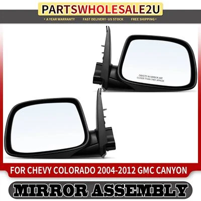 Driver & Passenger Black Manual Mirror for Chevrolet Colorado GMC Canyon 04-12 - Image 1 of 4