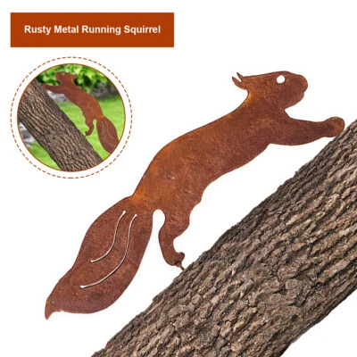 Rusty Running Squirrel Decor Metal Squirrel Silhouette Creative Running weffp - image 1 of 4