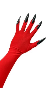 Red Gloves With Black Claw Long Nails Black Monster Paws Gloves With Scary - Picture 1 of 18