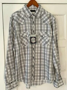 Wrangler Men's Western Shirt Size L Snaps White & Black Easy Care - Picture 1 of 3
