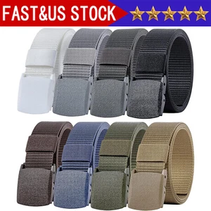 Men Casual Military Tactical Army Adjustable Quick Release Belts Pants Waistband - Picture 1 of 13