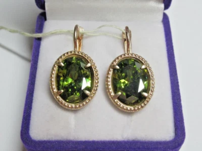 Pendientes de plata de ley 925 raros para mujer adornados con circonitas cúbicas verdes nuevos Foto 1 de 4