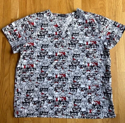 Cassandra O Scrub Top Owls Sz 2x XXL Scrubs - Image 1 of 4
