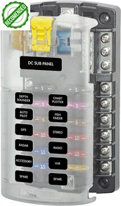 Blue Sea Systems ST Blade Fuse Block, 12 Circuit with Ground and Cover - Picture 1 of 9