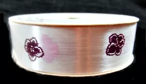 Band #19 Neu Vintage African Violet Design weiß Handarbeit 5+ Meter Breite 7/8 Zoll - Bild 1 von 2