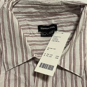 Urban Outfitters Shirt Medium Crinkle Striped White Oversized Fit Standard Cloth - Picture 1 of 4