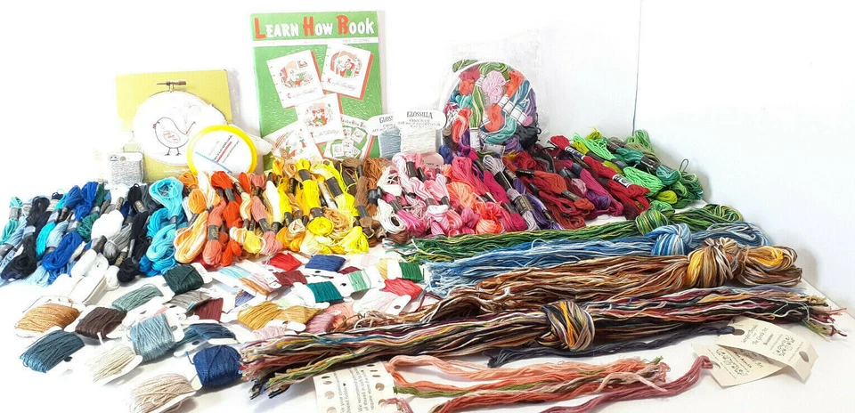 Vintage Embroidery Bundle 150+Assorted Skeins Floss/Thread/Multicolor Hanks/Etc  - Image 1 of 1