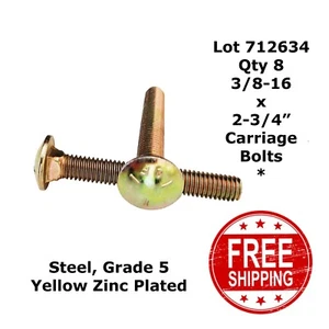 STEEL CARRIAGE BOLTS 3/8-16 x 2-3/4" Square Neck Full Threads 712634 - Picture 1 of 3