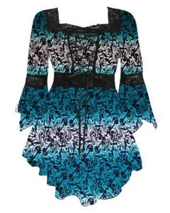 Dare to wear Renaissance Corset Top Teal/Black Size 1x Cosplay Tunic Victorian - Picture 1 of 1