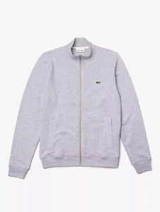 Lacoste Men's Zippered Stand-Up Collar Piqué Fleece Jacket Grey Chine SH2178 - Picture 1 of 6
