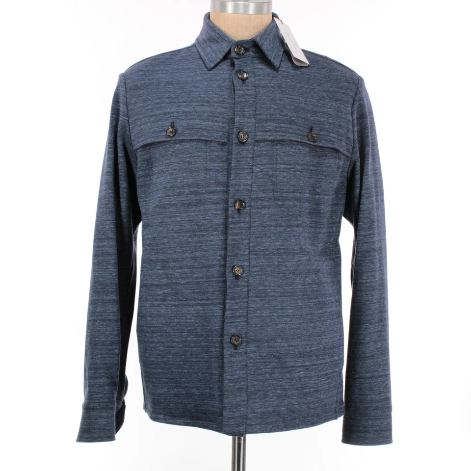 Sobrecamisa Luciano Barbera Nueva con Etiquetas Mezcla Algodón/Nylon Talla 50 EE. UU. 40 Azul/Gris Melange Foto 1 de 4