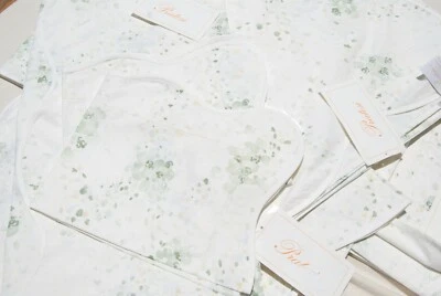 PRATESI M'AMA 8 piezas. JUEGO DE SÁBANAS KING SHAMS FLORES PÉTALOS FESTONEADO JADE VERDE ITALIA Foto 1 de 4