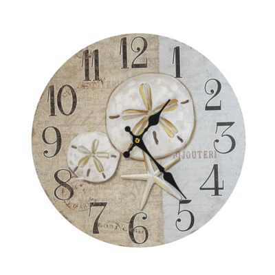 Reloj Dólar de Arena Reloj de Pared de Madera Olas del Océano Náutico Mar Costero 13" x 13" Foto 1 de 4