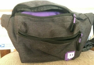 Official TwitchCon Zip Fanny Pack Adjustable Purple Gray and Black Belt - Picture 1 of 5