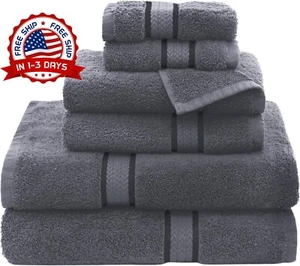 Juego De Toallas De Algodon Para Baño GYM Pelo - Cotton Bath Towels Pool Gym 6Pc - Picture 1 of 8