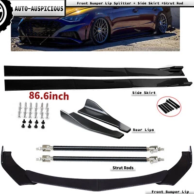 For Hyundai Sonata Front Bumper Lip Splitter + Side Skirt +Strut Rod - Image 1 of 4
