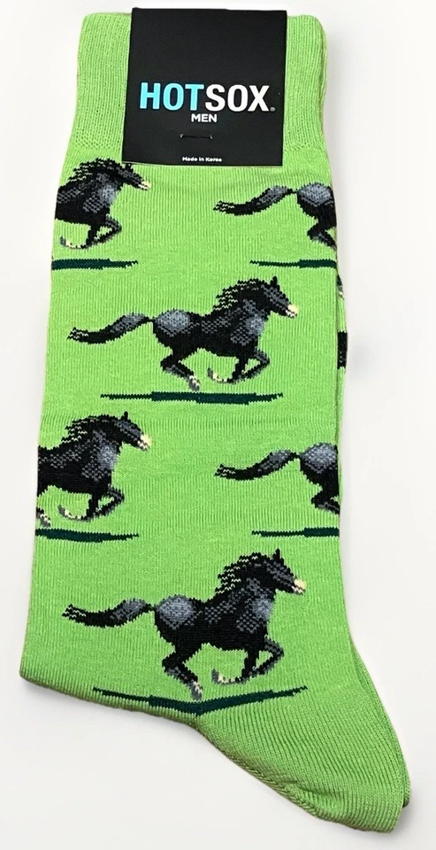 Hot Sox Mens Race Horse Novelty Crew Socks Apple Green Size 10-13 HM100586 Derby - Image 1 of 1