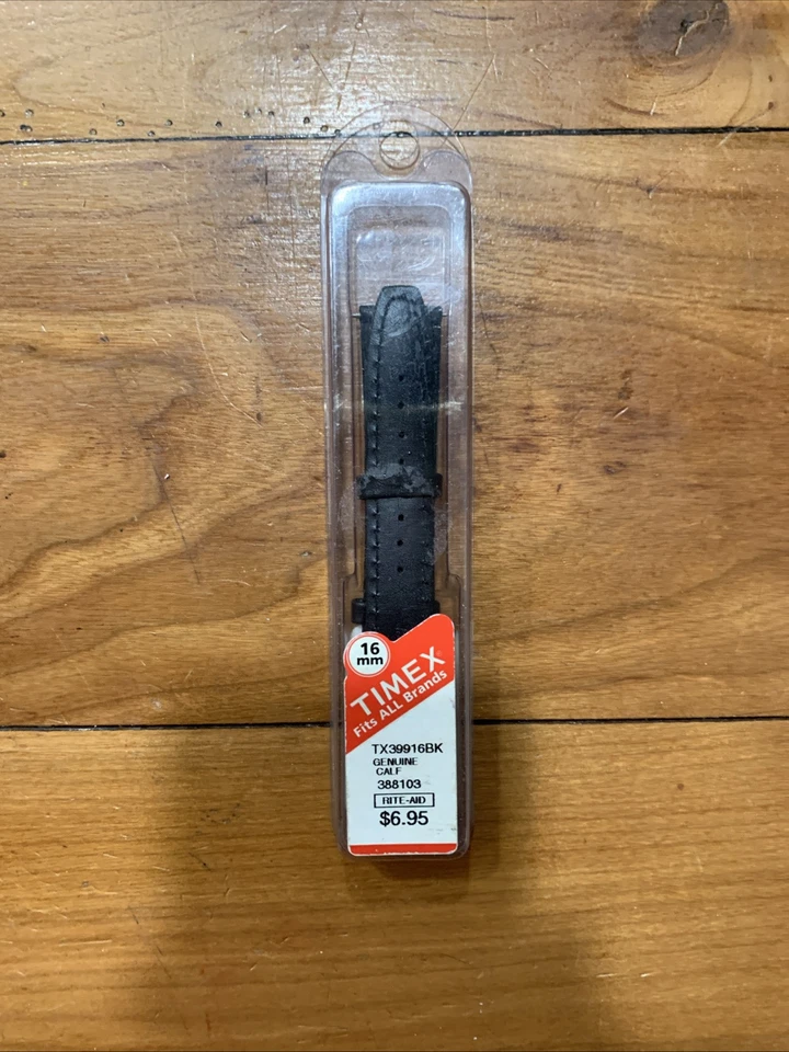 Correa de reloj TImex vintage 16 mm negra acolchada pantorrilla genuina caja original TX39916BK Foto 1 de 4