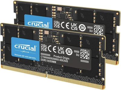 Crucial 128GB Kit 2X64GB DDR5 RAM 5600MHz or 5200MHz or 4800MHz Laptop 262-Pin - Image 1 of 4