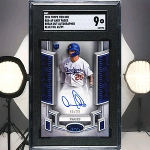 Andy Pages 2024 Topps Tier 1 Break Out Auto Blue Foil #99 #BOA-AP SGC 9 POP-1 - Bild 1 von 2