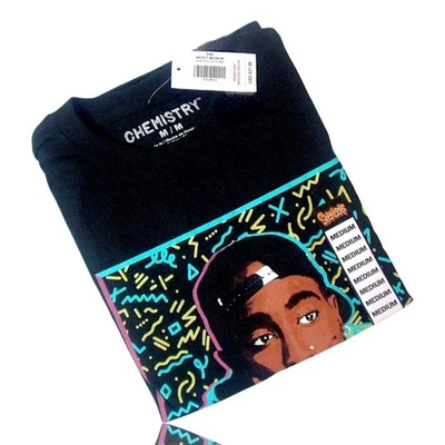 Camiseta Justiça Poética Tupac Shakur Preta Estampa Gráfica Algodão por Química, Nova - Imagem 1 de 4