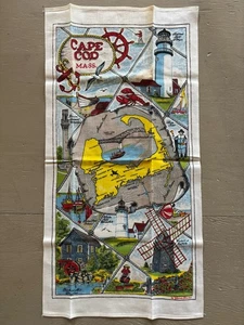 Vintage Cape Cod Massachusetts Linen Kitchen Towel Warren Boucher - Picture 1 of 7