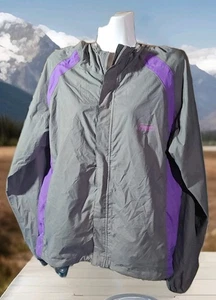 Coleman Women's S/M Outdoor Purple Gray Nylon Full Zip Windbreaker Jacket Hooded - Picture 1 of 5