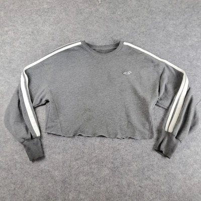 Sudadera Hollister Mujer Grande Gris Cuello Redondo Manga Larga Logo Recortada Elastizada Foto 1 de 4