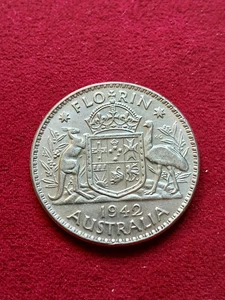 AUSTRALIA Silver Florin 1942 and free shipping in USA - Picture 1 of 2
