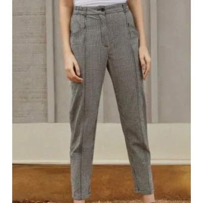 Silence + Noise Womans Sz 2 Pants Gingham Black White Gingham Ankle Seamed  - Image 1 of 4