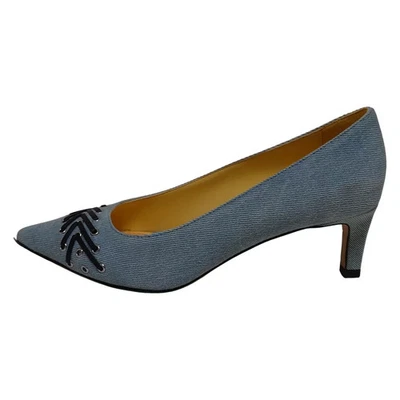 Auténticos zapatos de salón DIESEL - azul claro negro de cuero de mezclilla para mujer Foto 1 de 4