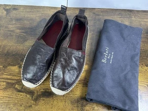 BERLUTI Hombre Zapatillas Alpargatas Slip-ons Marrón Logo Talla EU42 US9 Cuero - Imagen 1 de 24